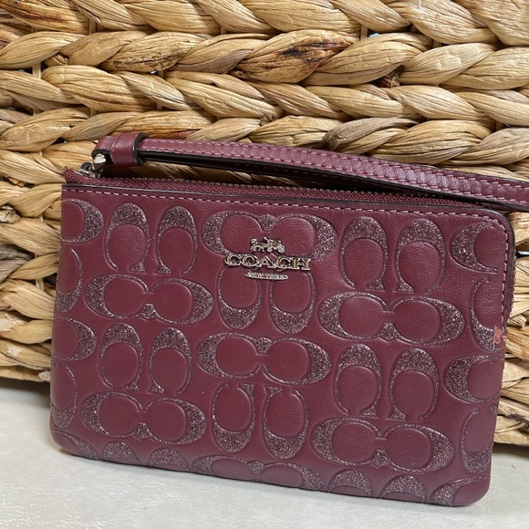 Coach Embossed Plum Wristlet - Picture 4 of 11